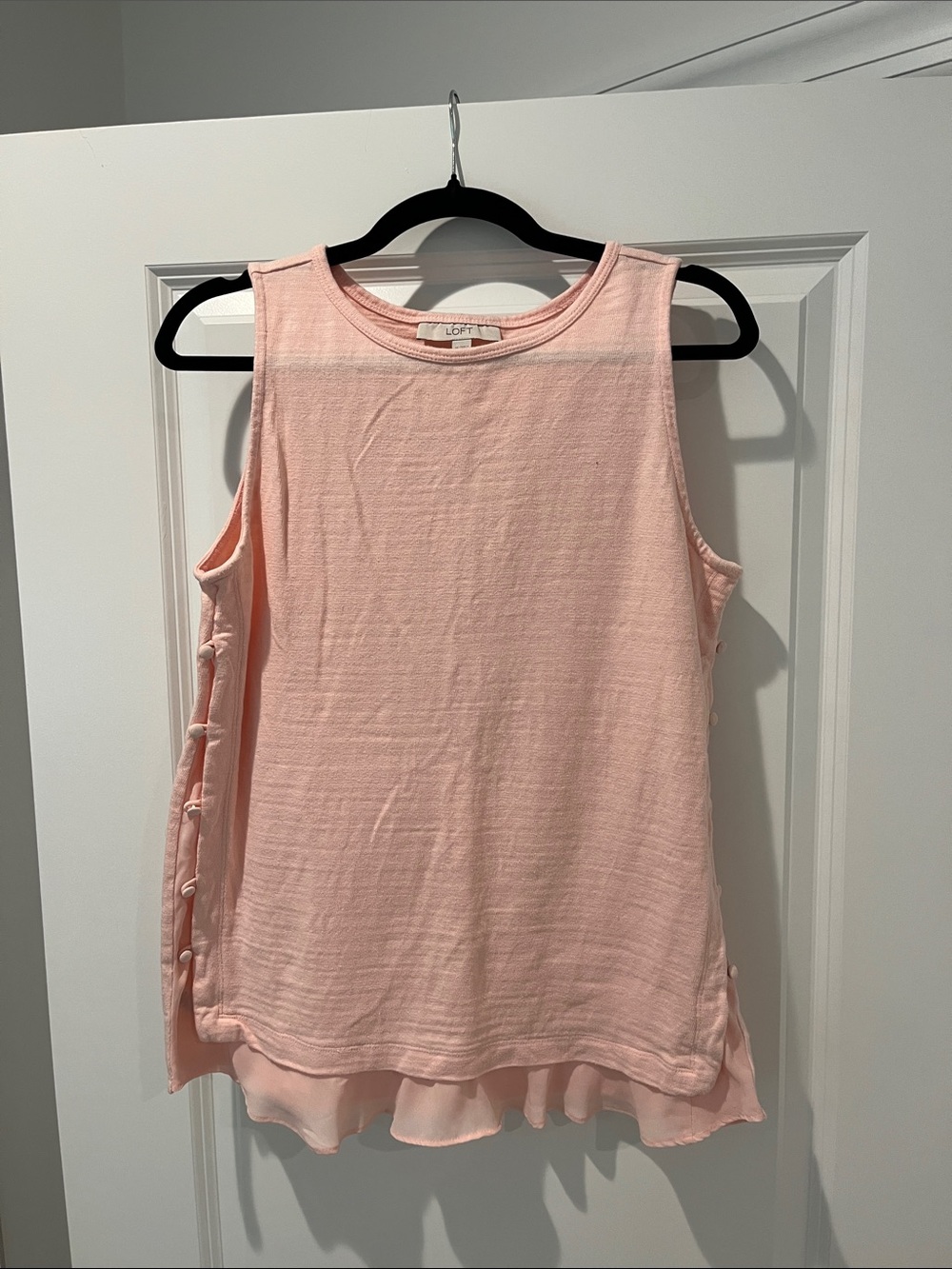 LOFT Pale Pink Sleeveless Tank with Side Buttons